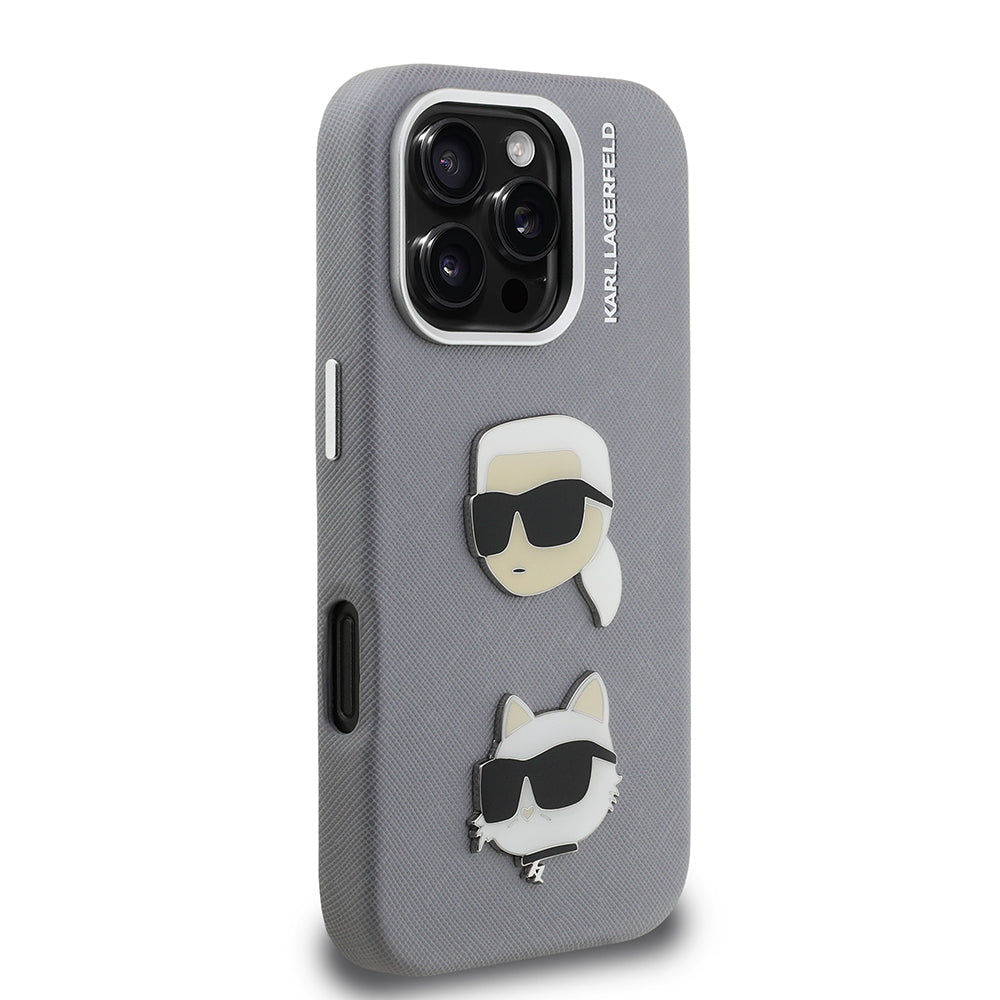 Apple iPhone 16 Pro Max Kılıf Karl Lagerfeld Orjinal Lisanslı K&C Heads Pin Kapak