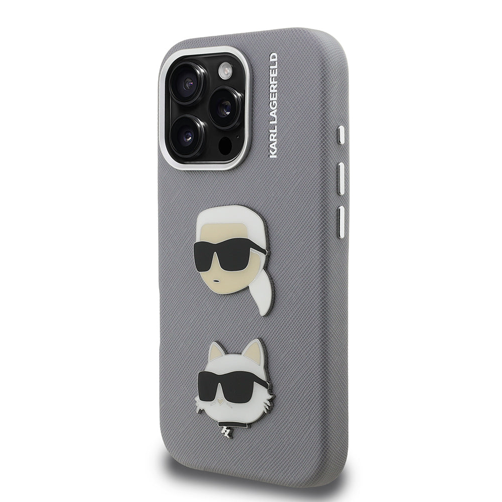 Apple iPhone 16 Pro Max Kılıf Karl Lagerfeld Orjinal Lisanslı K&C Heads Pin Kapak