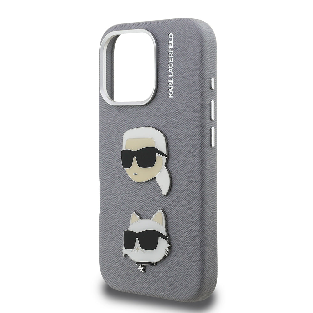 Apple iPhone 16 Pro Max Kılıf Karl Lagerfeld Orjinal Lisanslı K&C Heads Pin Kapak