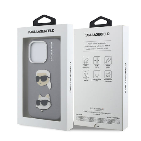 Apple iPhone 16 Pro Max Kılıf Karl Lagerfeld Orjinal Lisanslı K&C Heads Pin Kapak