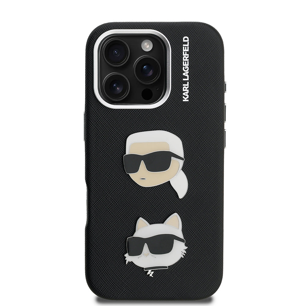 Apple iPhone 16 Pro Max Kılıf Karl Lagerfeld Orjinal Lisanslı K&C Heads Pin Kapak