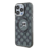 Apple iPhone 16 Pro Max Kılıf Karl Lagerfeld Orjinal Lisanslı M-safe Şarj Özellikli IML Baskılı Metal Monogram KC Heads Kapak
