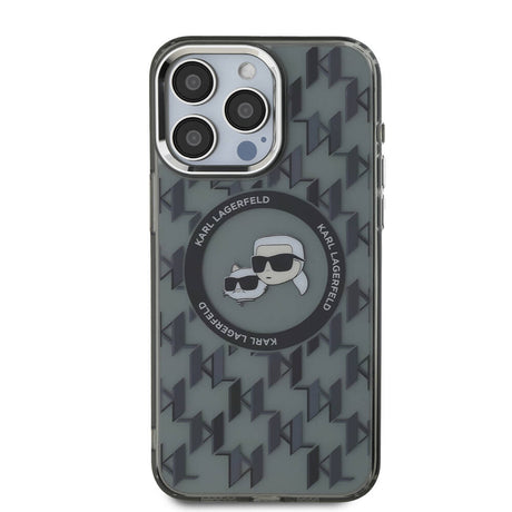 Apple iPhone 16 Pro Max Kılıf Karl Lagerfeld Orjinal Lisanslı M-safe Şarj Özellikli IML Baskılı Metal Monogram KC Heads Kapak