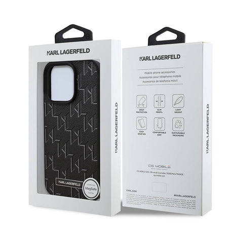 Apple iPhone 16 Pro Max Kılıf Karl Lagerfeld Orjinal Lisanslı M-safe Şarj Özellikli KL Yazılı Hot Stamp Kapak