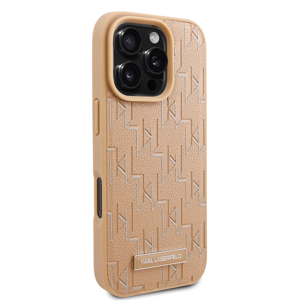 Apple iPhone 16 Pro Max Kılıf Karl Lagerfeld Orjinal Lisanslı M-safe Şarj Özellikli KL Yazılı Hot Stamp Kapak
