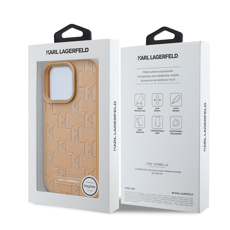 Apple iPhone 16 Pro Max Kılıf Karl Lagerfeld Orjinal Lisanslı M-safe Şarj Özellikli KL Yazılı Hot Stamp Kapak