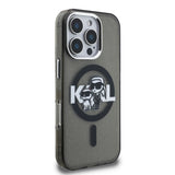 Apple iPhone 16 Pro Max Kılıf Karl Lagerfeld Orjinal Lisanslı Parlayan Simli Karl & Choupette Sketch Logo Kapak
