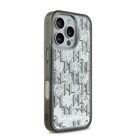 Apple iPhone 16 Pro Max Kılıf Karl Lagerfeld Orjinal Lisanslı Simli KL Yazılı Monogram Gradient Kapak