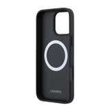 Apple iPhone 16 Pro Max Kılıf Lacoste Orjinal Lisanslı M-safe Şarj Özellikli PU Deri Tasarımlı Kartlıklı Karışık Monogram Desenli Kapak