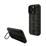 Apple iPhone 16 Pro Max Kılıf Lacoste Orjinal Lisanslı M-safe Şarj Özellikli Standlı PU Deri Karışık Monogram Desenli Kapak