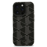 Apple iPhone 16 Pro Max Kılıf Lacoste Orjinal Lisanslı M-safe Şarj Özellikli Standlı PU Deri Karışık Monogram Desenli Kapak