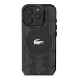 Apple iPhone 16 Pro Max Kılıf Lacoste Orjinal Lisanslı M-safe Şarj Özellikli IML Baskılı Gümüş Timsah Logolu Monogram Kapak