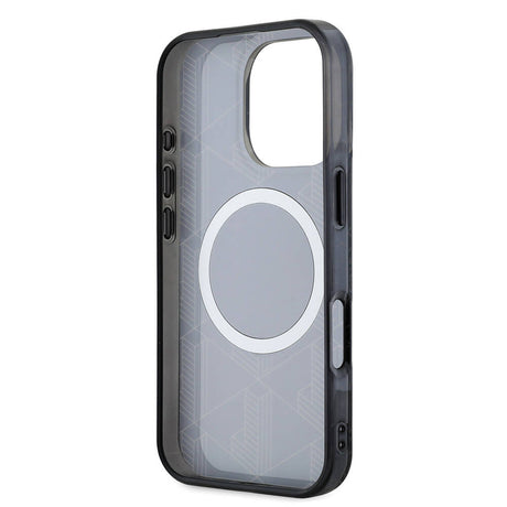 Apple iPhone 16 Pro Max Kılıf Lacoste Orjinal Lisanslı M-safe Şarj Özellikli IML Baskılı Gümüş Timsah Logolu Monogram Kapak