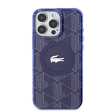 Apple iPhone 16 Pro Max Kılıf Lacoste Orjinal Lisanslı M-safe Şarj Özellikli IML Baskılı Gümüş Timsah Logolu Monogram Kapak