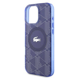 Apple iPhone 16 Pro Max Kılıf Lacoste Orjinal Lisanslı M-safe Şarj Özellikli IML Baskılı Gümüş Timsah Logolu Monogram Kapak