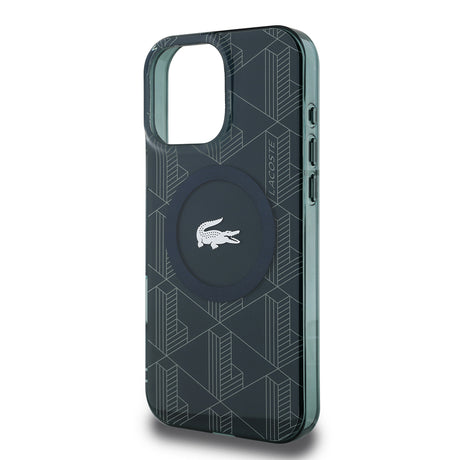 Apple iPhone 16 Pro Max Kılıf Lacoste Orjinal Lisanslı M-safe Şarj Özellikli IML Baskılı Gümüş Timsah Logolu Monogram Kapak