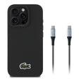 Apple iPhone 16 Pro Max Kılıf Lacoste Orjinal Lisanslı PU Pike Desenli Arka Yüzey İkonik Timsah Dokuma Logolu Kapak + Type-C Kablo 1.5m