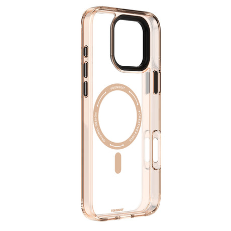 Apple iPhone 16 Pro Max Kılıf M-safe Şarj Özellikli Cam Arka Yüzey TPU Youngkit Gemstone Clear Serisi Kapak