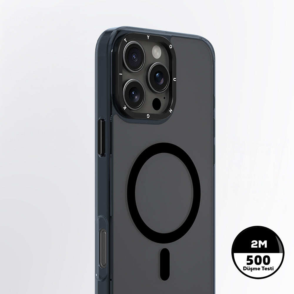 Apple iPhone 16 Pro Max Kılıf M-safe Şarj Özellikli Cam Arka Yüzey TPU Youngkit Gemstone Clear Serisi Kapak