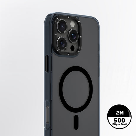 Apple iPhone 16 Pro Max Kılıf M-safe Şarj Özellikli Cam Arka Yüzey TPU Youngkit Gemstone Clear Serisi Kapak
