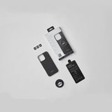 Apple iPhone 16 Pro Max Kılıf M-safe Şarj Özellikli Grip 3 Standlı 600D Aramid Fiber Pitaka Ultra-Slim Classic Serisi Black-Grey Twill Kapak