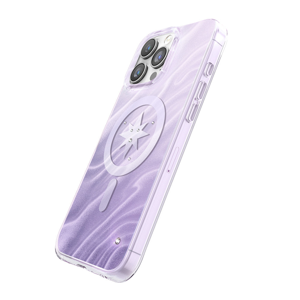 Apple iPhone 16 Pro Max Kılıf M-Safe Şarj Özellikli Orjinal Swarovski Taşlı Zore Paris Rovix Sert PC Kapak