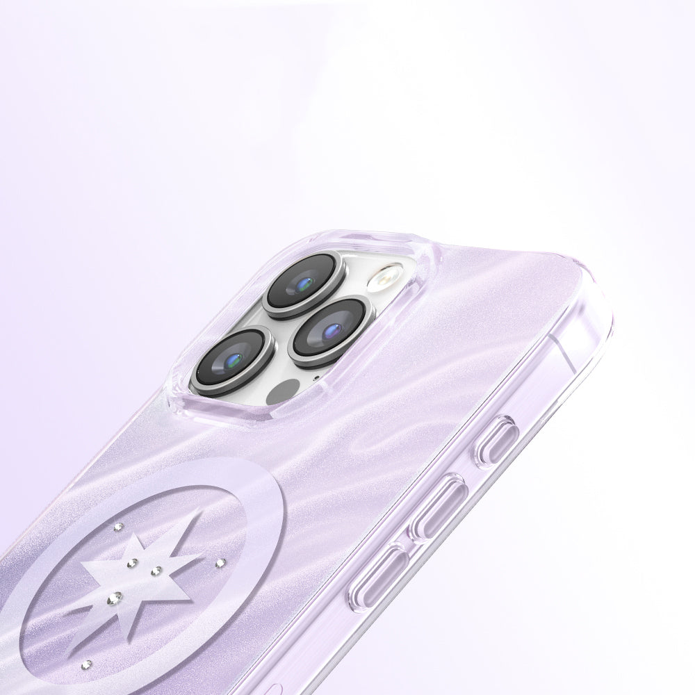 Apple iPhone 16 Pro Max Kılıf M-Safe Şarj Özellikli Orjinal Swarovski Taşlı Zore Paris Rovix Sert PC Kapak