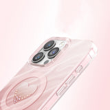 Apple iPhone 16 Pro Max Kılıf M-Safe Şarj Özellikli Orjinal Swarovski Taşlı Zore Paris Rovix Sert PC Kapak