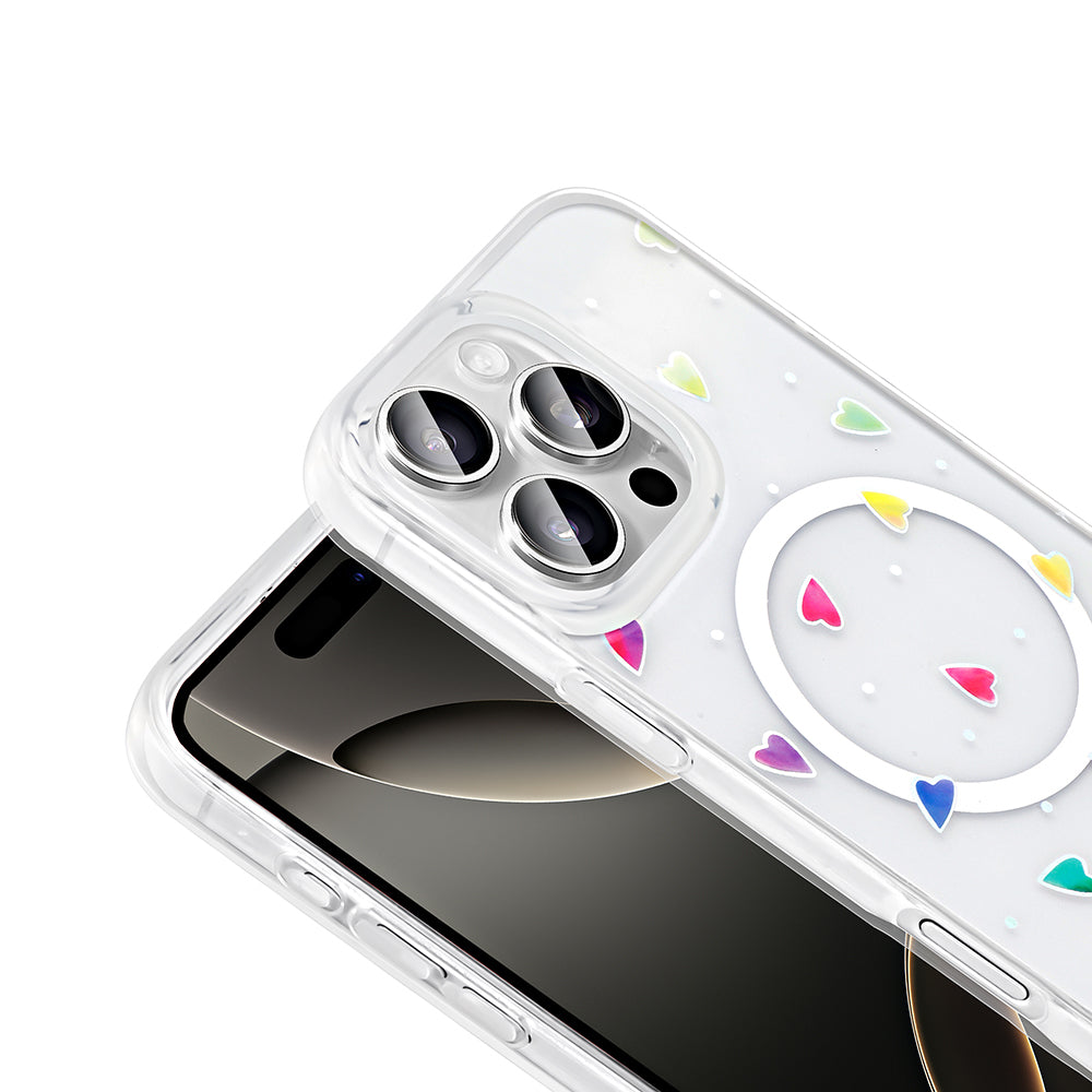 Apple iPhone 16 Pro Max Kılıf M-Safe Şarj Özellikli Şeffaf Zore Folk Sert Kapak