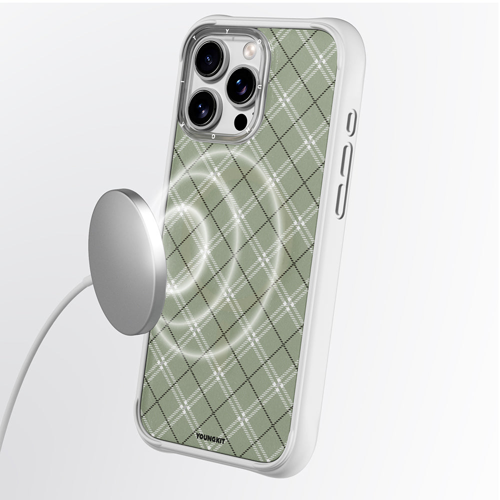 Apple iPhone 16 Pro Max Kılıf M-safe Şarj Özellikli Youngkit Argyle Serisi Kapak