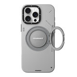 Apple iPhone 16 Pro Max Kılıf M-safe Şarj Özellikli 360° Standlı Basit Mat Deri Desenli Youngkit Tech Leather Serisi Kapak