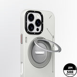 Apple iPhone 16 Pro Max Kılıf M-safe Şarj Özellikli 360° Standlı Basit Mat Deri Desenli Youngkit Tech Leather Serisi Kapak