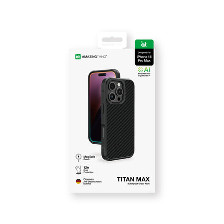 Apple iPhone 16 Pro Max Kılıf M-safe Şarj Özellikli 600D Aramid Fiber Amazingthing Titan Max Serisi Kapak