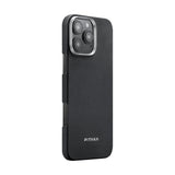 Apple iPhone 16 Pro Max Kılıf M-safe Şarj Özellikli 600D Aramid Fiber Pitaka Ultra-Slim Classic Serisi Black-Grey Twill Kapak