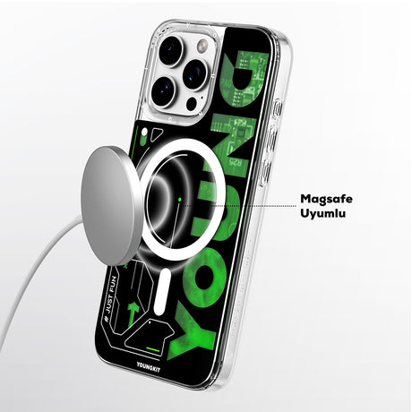 Apple iPhone 16 Pro Max Kılıf M-safe Şarj Özellikli Airbagli Çift Katmanlı Youngkit Future Streamer Serisi Kapak