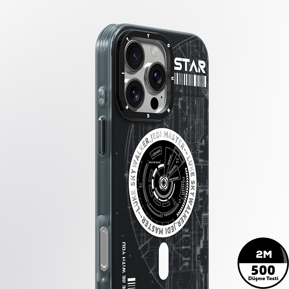 Apple iPhone 16 Pro Max Kılıf M-safe Şarj Özellikli Airbagli Hologram Tasarımlı Youngkit Interstellar Serisi Kapak