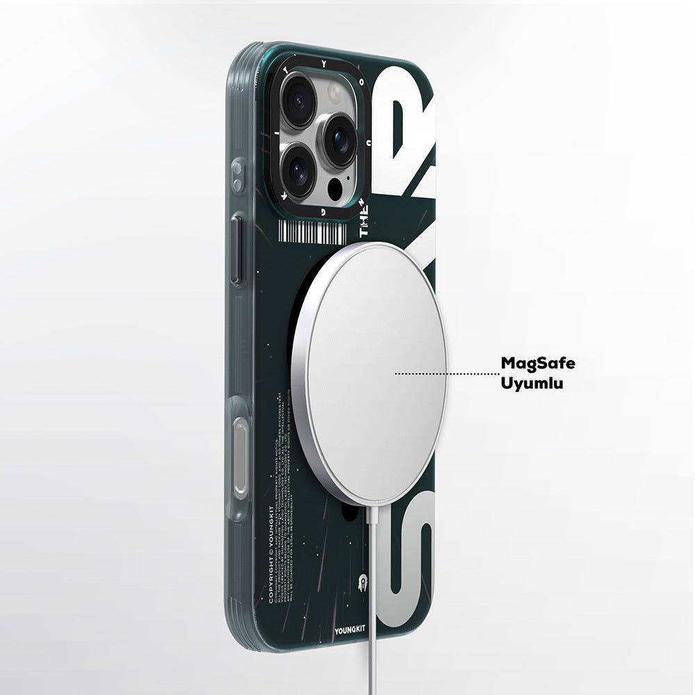 Apple iPhone 16 Pro Max Kılıf M-safe Şarj Özellikli Airbagli Hologram Tasarımlı Youngkit Interstellar Serisi Kapak