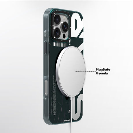 Apple iPhone 16 Pro Max Kılıf M-safe Şarj Özellikli Airbagli Hologram Tasarımlı Youngkit Interstellar Serisi Kapak