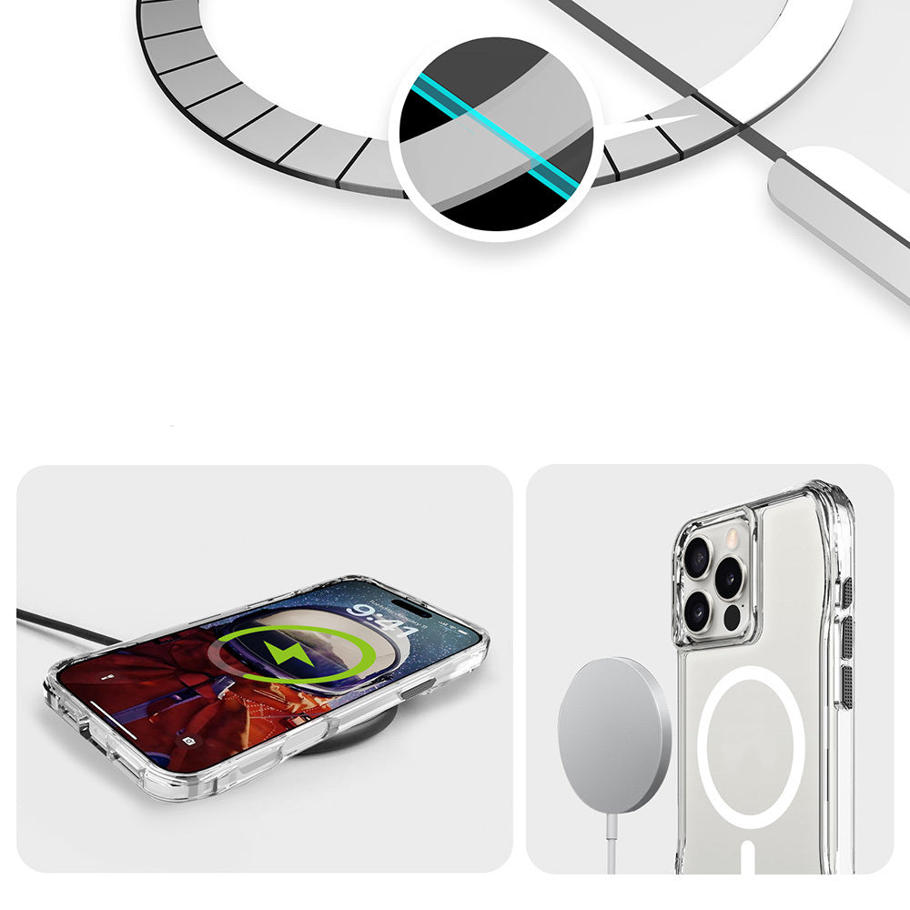 Apple iPhone 16 Pro Max Kılıf M-safe Şarj Özellikli Airbagli Şeffaf Zore İncek Kapak