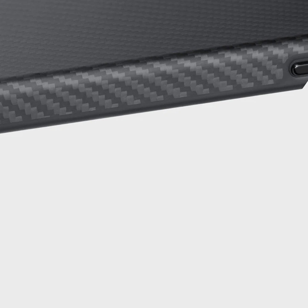 Apple iPhone 16 Pro Max Kılıf M-safe Şarj Özellikli Aramid Fiber Pitaka Military-Grade Classic Serisi Black-Grey Twill Kapak