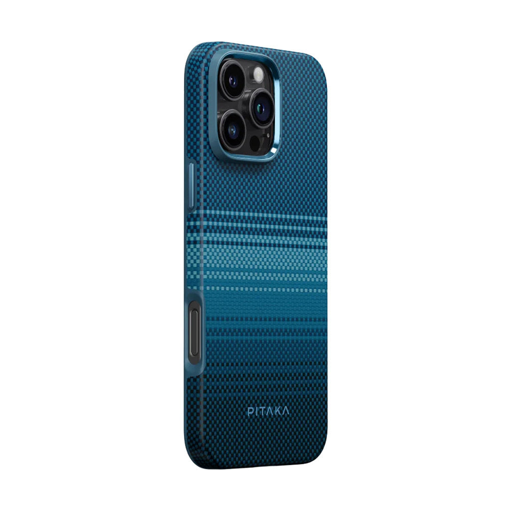 Apple iPhone 16 Pro Max Kılıf M-safe Şarj Özellikli Aramid Fiber Pitaka Military-Grade Sunset-Moonrise Serisi Moonrise Kapak