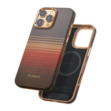 Apple iPhone 16 Pro Max Kılıf M-safe Şarj Özellikli Aramid Fiber Pitaka Military-Grade Sunset-Moonrise Serisi Sunset Kapak