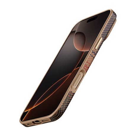 Apple iPhone 16 Pro Max Kılıf M-safe Şarj Özellikli Aramid Fiber Pitaka Military-Grade Sunset-Moonrise Serisi Sunset Kapak