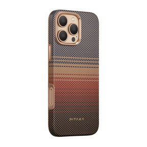 Apple iPhone 16 Pro Max Kılıf M-safe Şarj Özellikli Aramid Fiber Pitaka Military-Grade Sunset-Moonrise Serisi Sunset Kapak