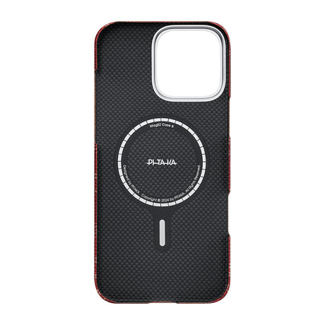 Apple iPhone 16 Pro Max Kılıf M-safe Şarj Özellikli Aramid Fiber Pitaka Tactile Woven Monogram Serisi Kapak