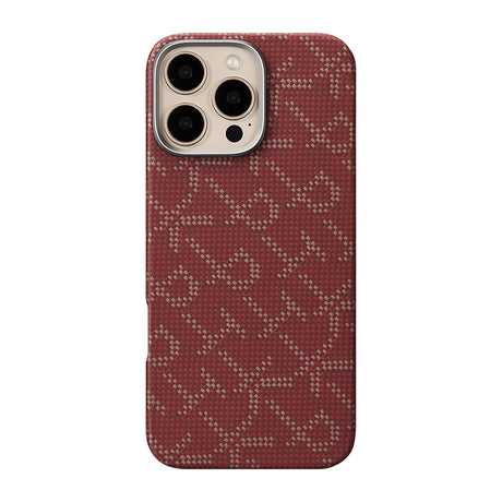 Apple iPhone 16 Pro Max Kılıf M-safe Şarj Özellikli Aramid Fiber Pitaka Tactile Woven Monogram Serisi Kapak