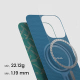 Apple iPhone 16 Pro Max Kılıf M-safe Şarj Özellikli Aramid Fiber Pitaka Tactile Woven Monogram Serisi Kapak