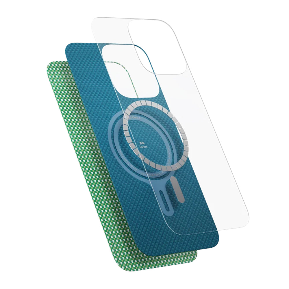 Apple iPhone 16 Pro Max Kılıf M-safe Şarj Özellikli Aramid Fiber Pitaka Ultra-Slim Classic Serisi Ocean Blue Kapak