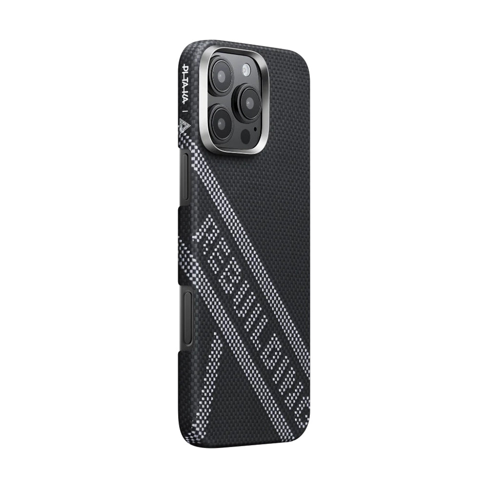 Apple iPhone 16 Pro Max Kılıf M-safe Şarj Özellikli Aramid Fiber Re-TROS Tasarımlı Pitaka Tactile Woven Rebuilding Serisi Kapak