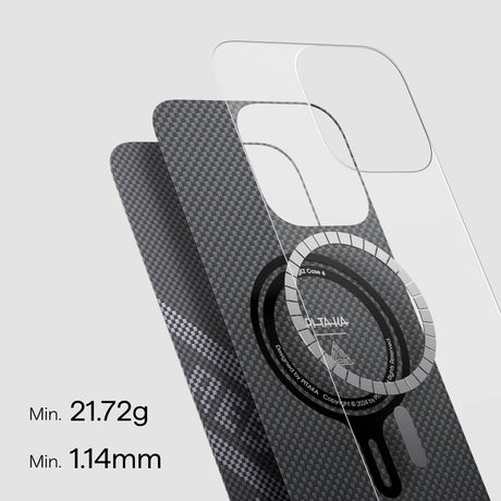 Apple iPhone 16 Pro Max Kılıf M-safe Şarj Özellikli Aramid Fiber Re-TROS Tasarımlı Pitaka Tactile Woven Rebuilding Serisi Kapak